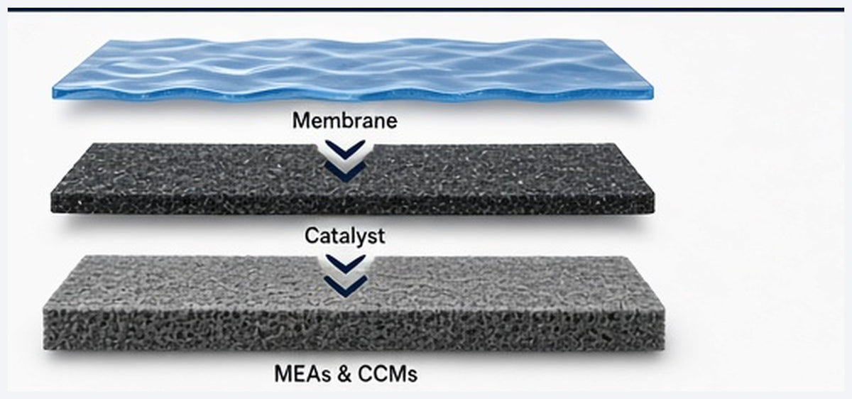 Membrane → Catalyst → MEAs & CCMs