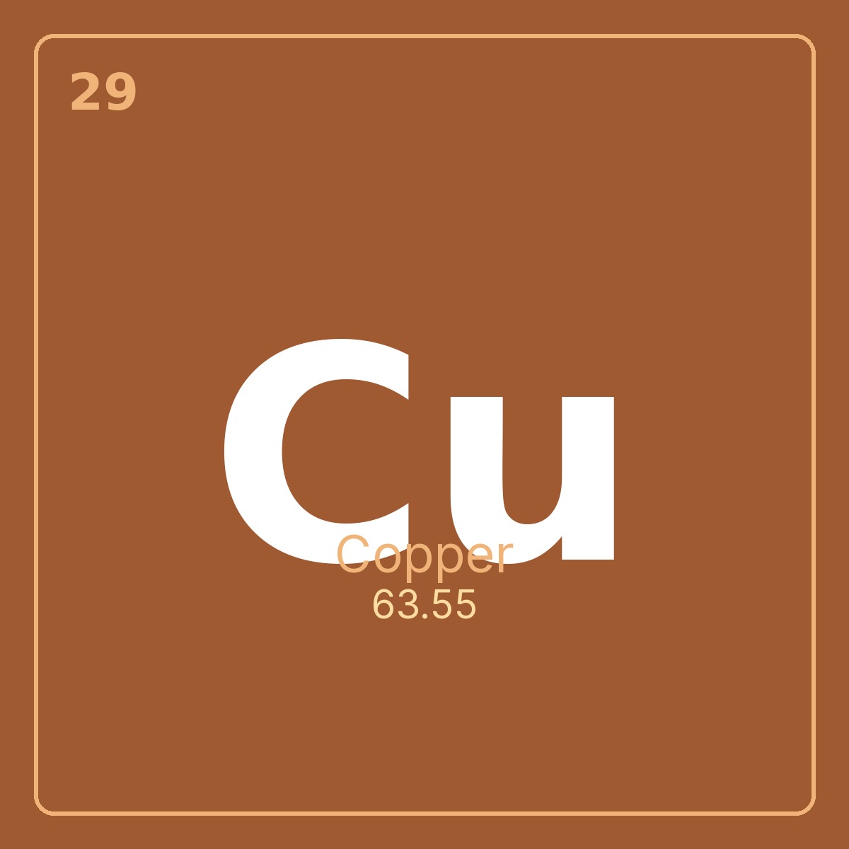Periodic table tile copper